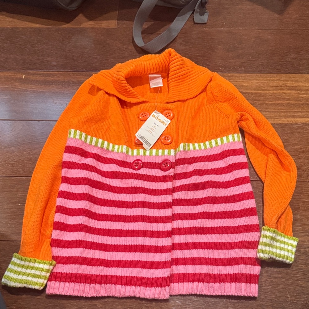Gymboree nwt Orange and Pink Striped Kids Sweater size s 5/6